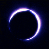 Black and purple glowing planet that acts as the 'home' button on each page.