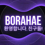 The Ami Positivity Project logo which is the words borahae over a blakc and purple techno wave design